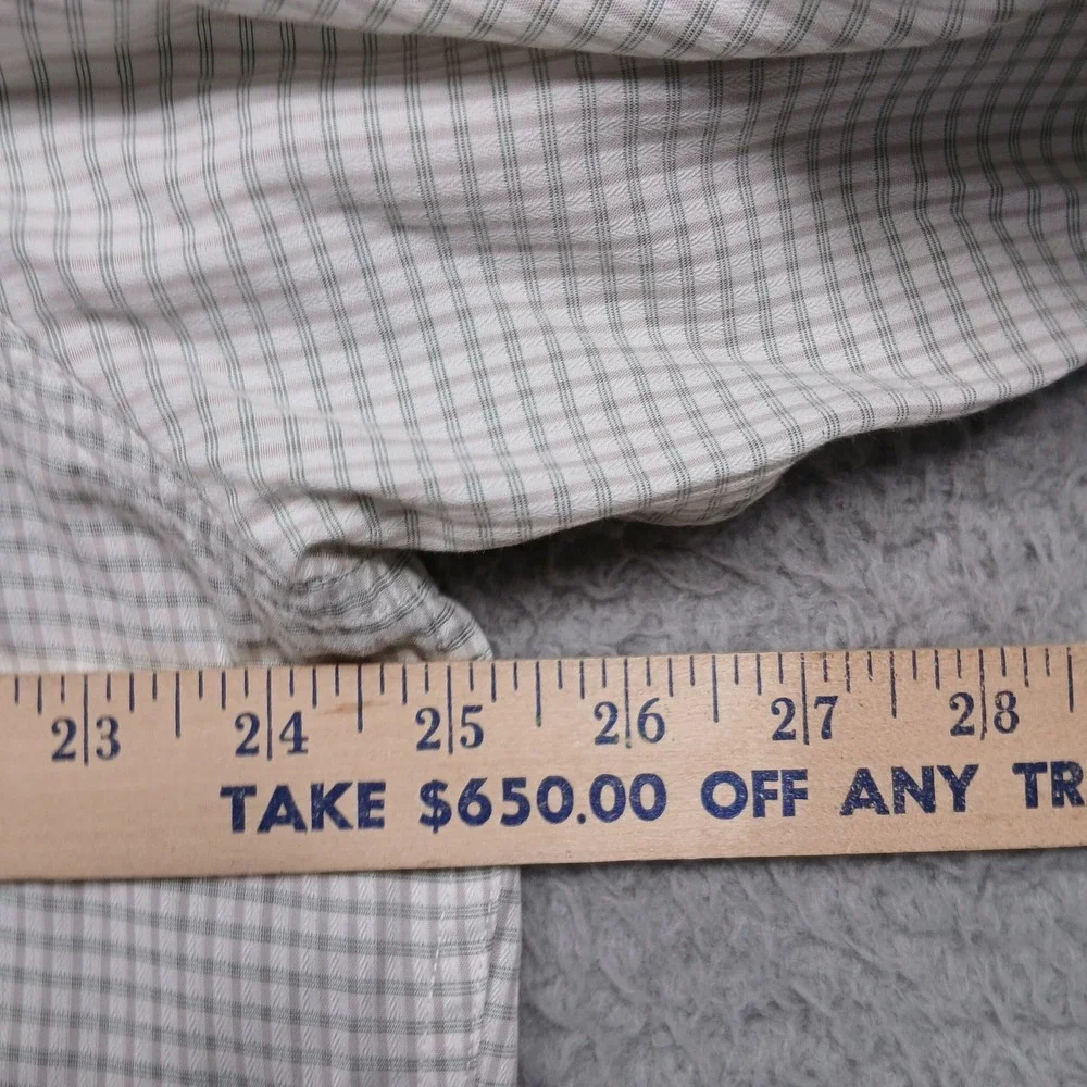 Banana Republic‎ Check Shirt Men's XL Beige Green Plaid Long Sleeve Cotton